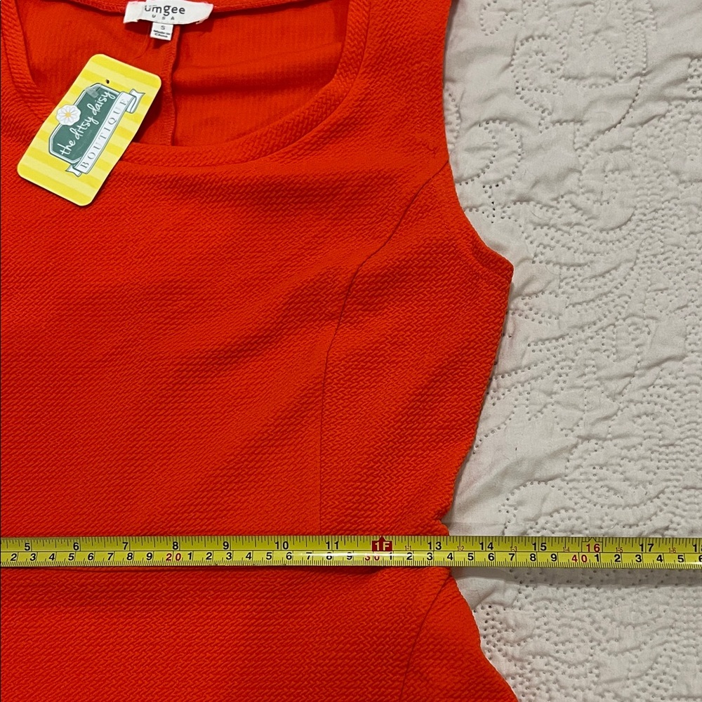 Umgee Bright Orange Sleeveless Fit-and-Flare Dress - Picture 8 of 11
